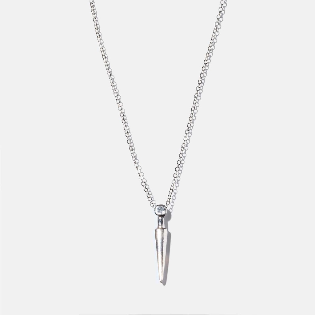 Silverfärgat halsband - tagg hänge, 42+6cm