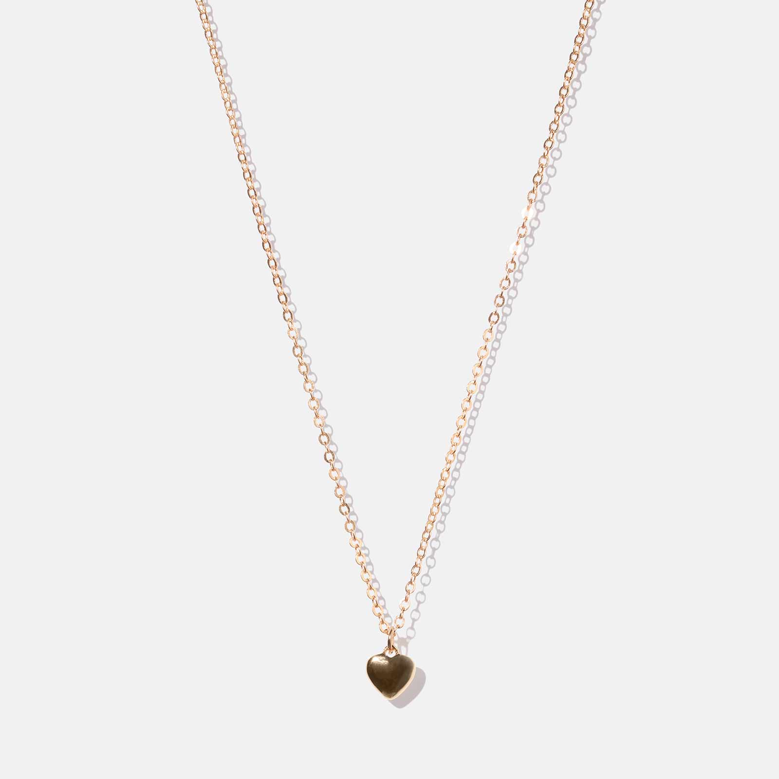 Guldfärgat halsband -  kedja med hjärta, 42+6 cm
