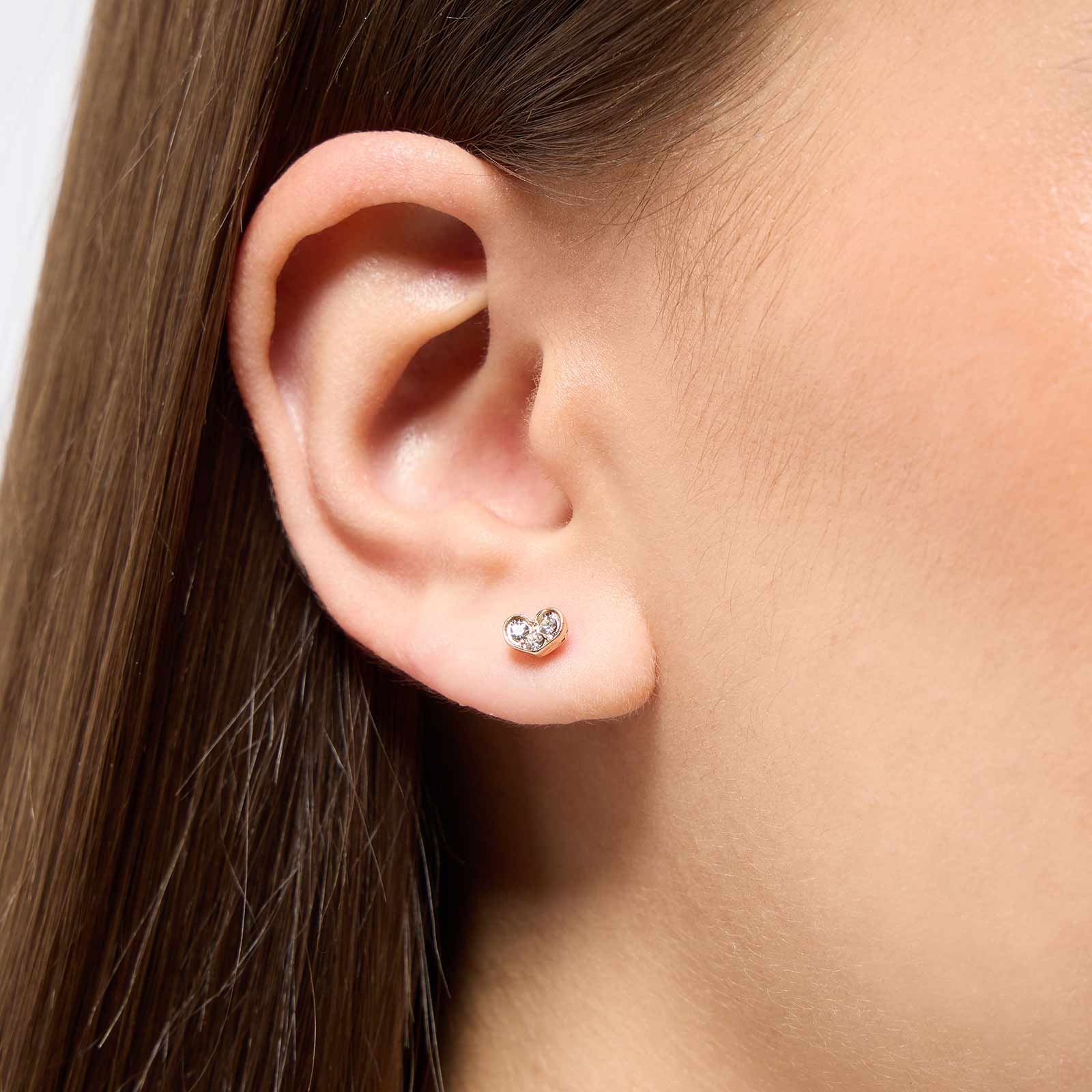 Guldfärgade örhängen - 3-pack studs, hjärtan