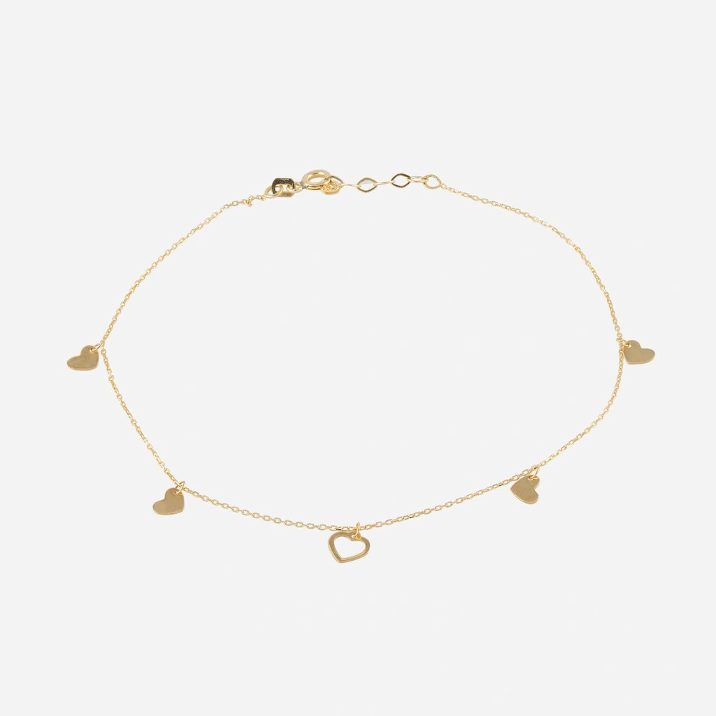 Fotlänk 9k guld hjärtan - 23-25,5 cm