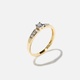 18k guldring, äkta diamanter - sidostensring, 18.5