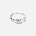 18k guldring, diamanter - vitguld, halo, 15