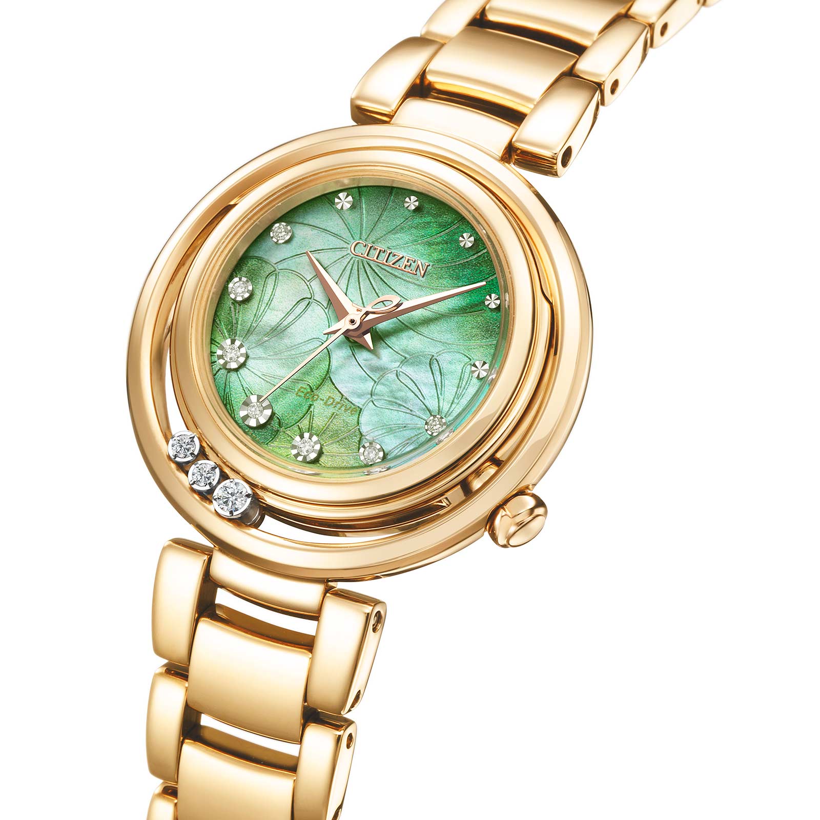 Citizen L Arcly Eco-Drive damklocka guld/grön - EM1113-82Y