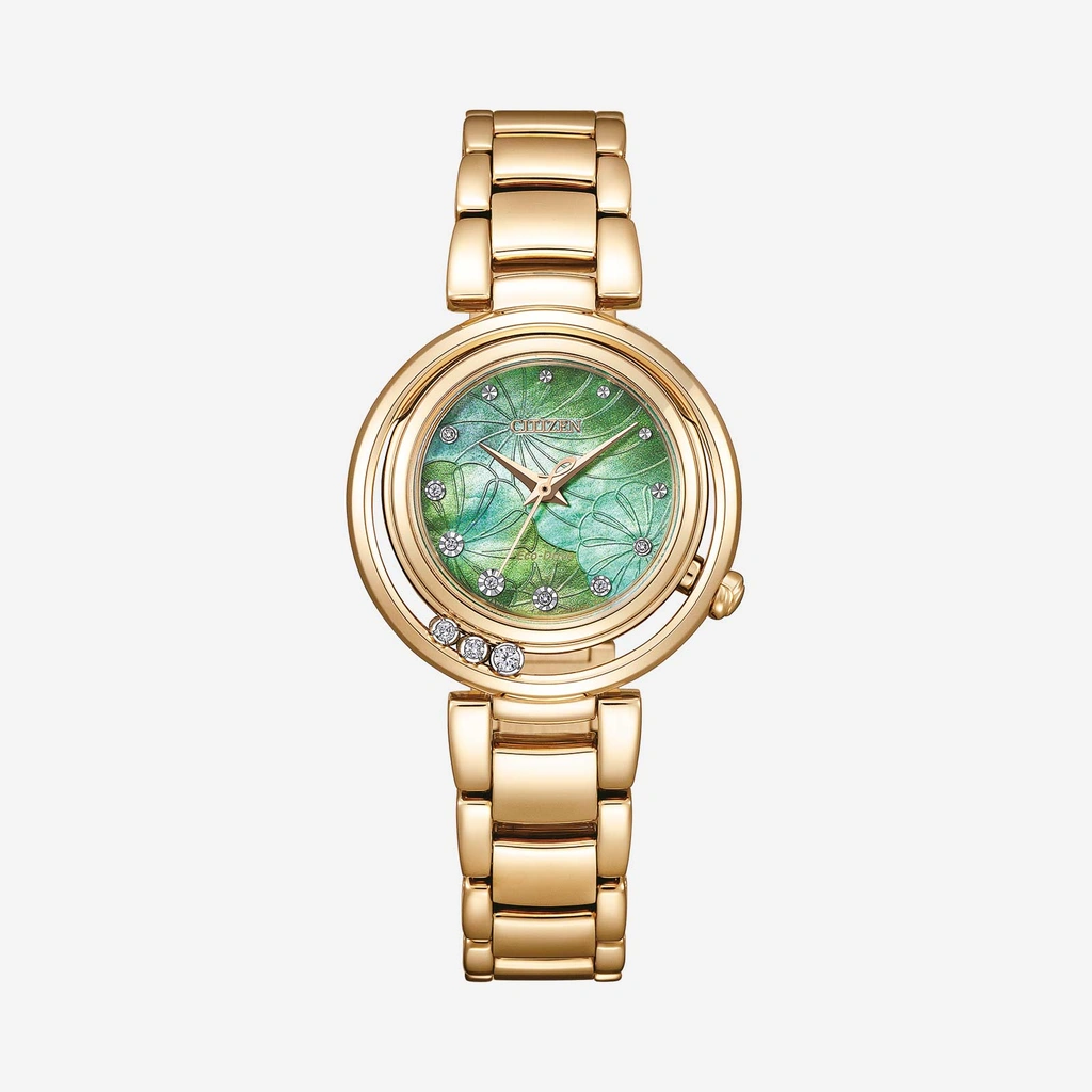 Citizen L Arcly Eco-Drive damklocka guld/grön - EM1113-82Y