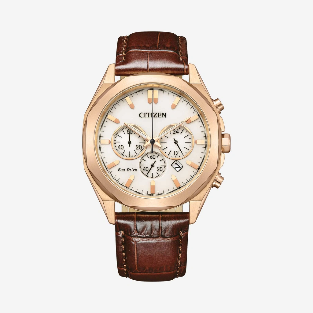 Citizen Eco-Drive Chrono, guld/brun - CA4593-15A