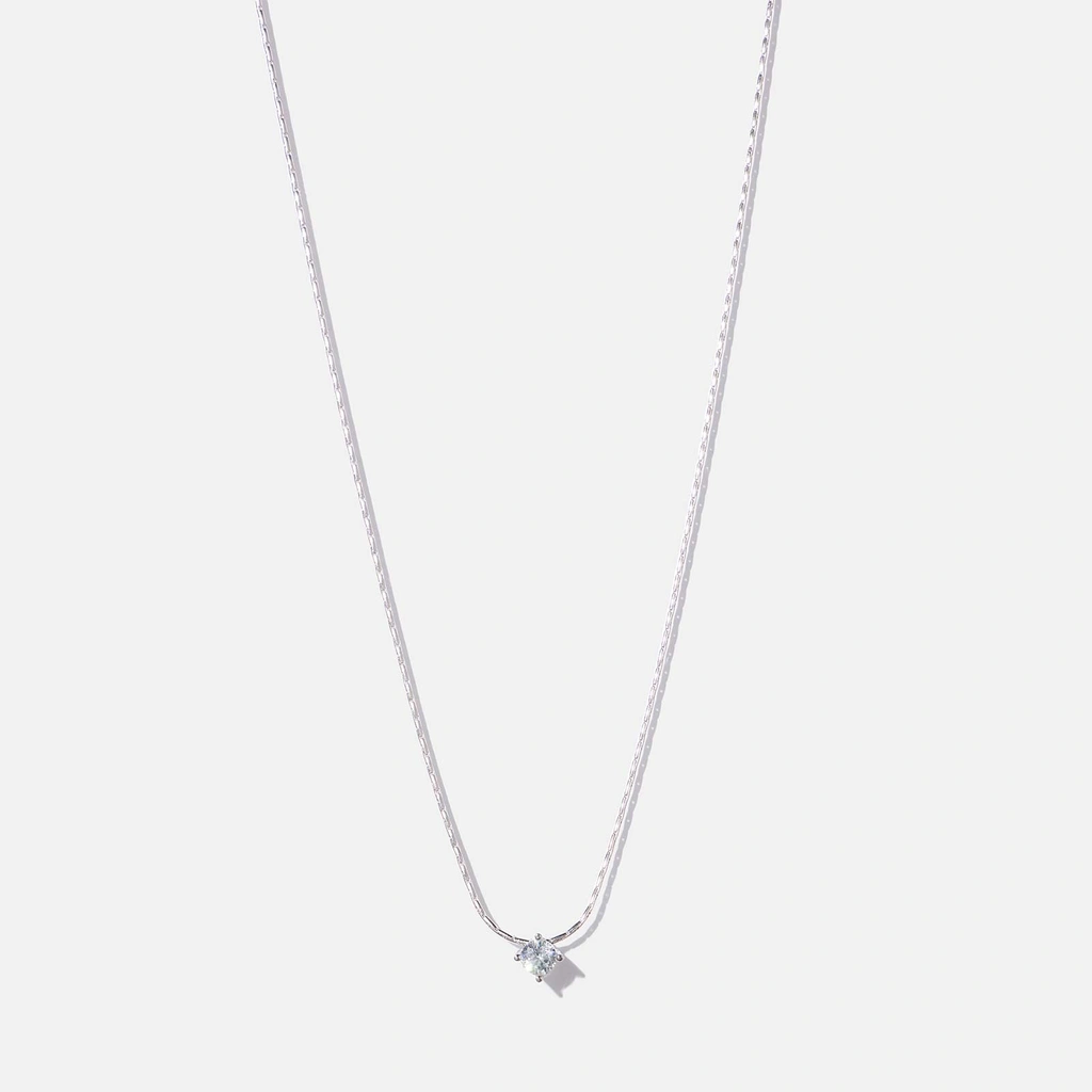 Halsband i äkta silver - hänge CZ, 4mm