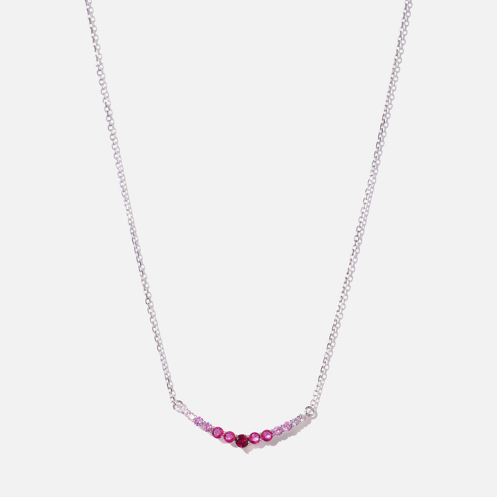 Halsband äkta silver - hänge rosa stenar