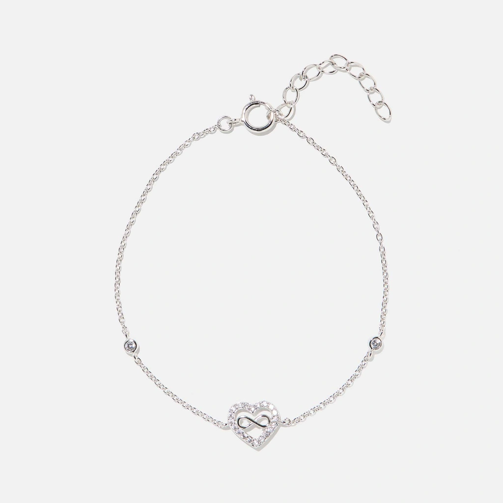 Armband dam, äkta silver - hjärta & infinity