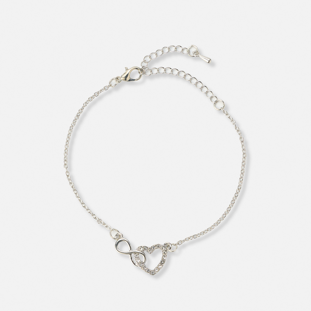Silverfärgat armband dam - hjärta & infinity