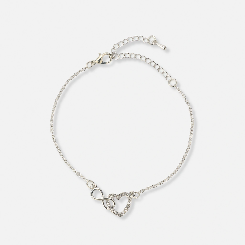 Silverfärgat armband dam - hjärta & infinity