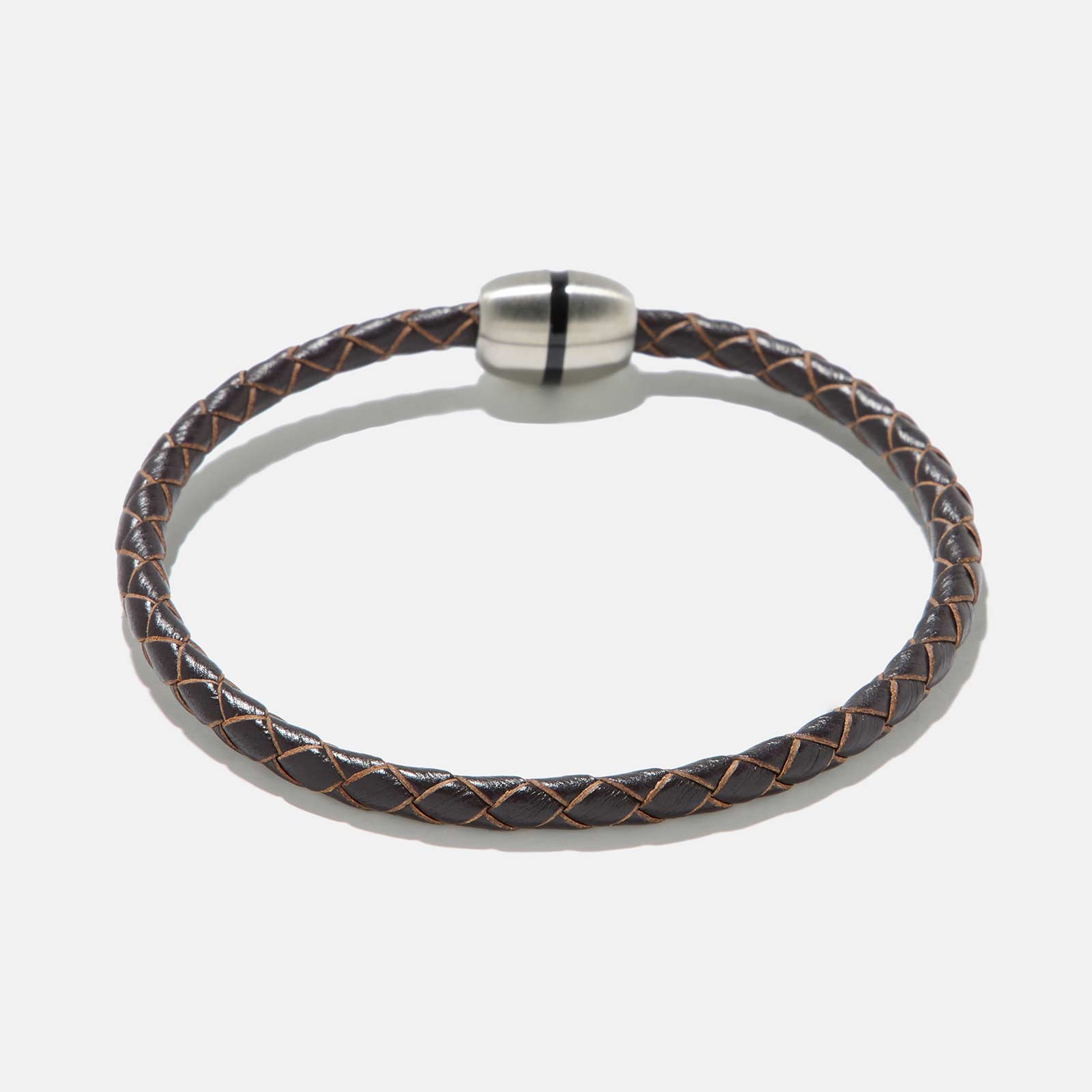 Armband herr - mörkbrunt läder, stålspänne, 21cm