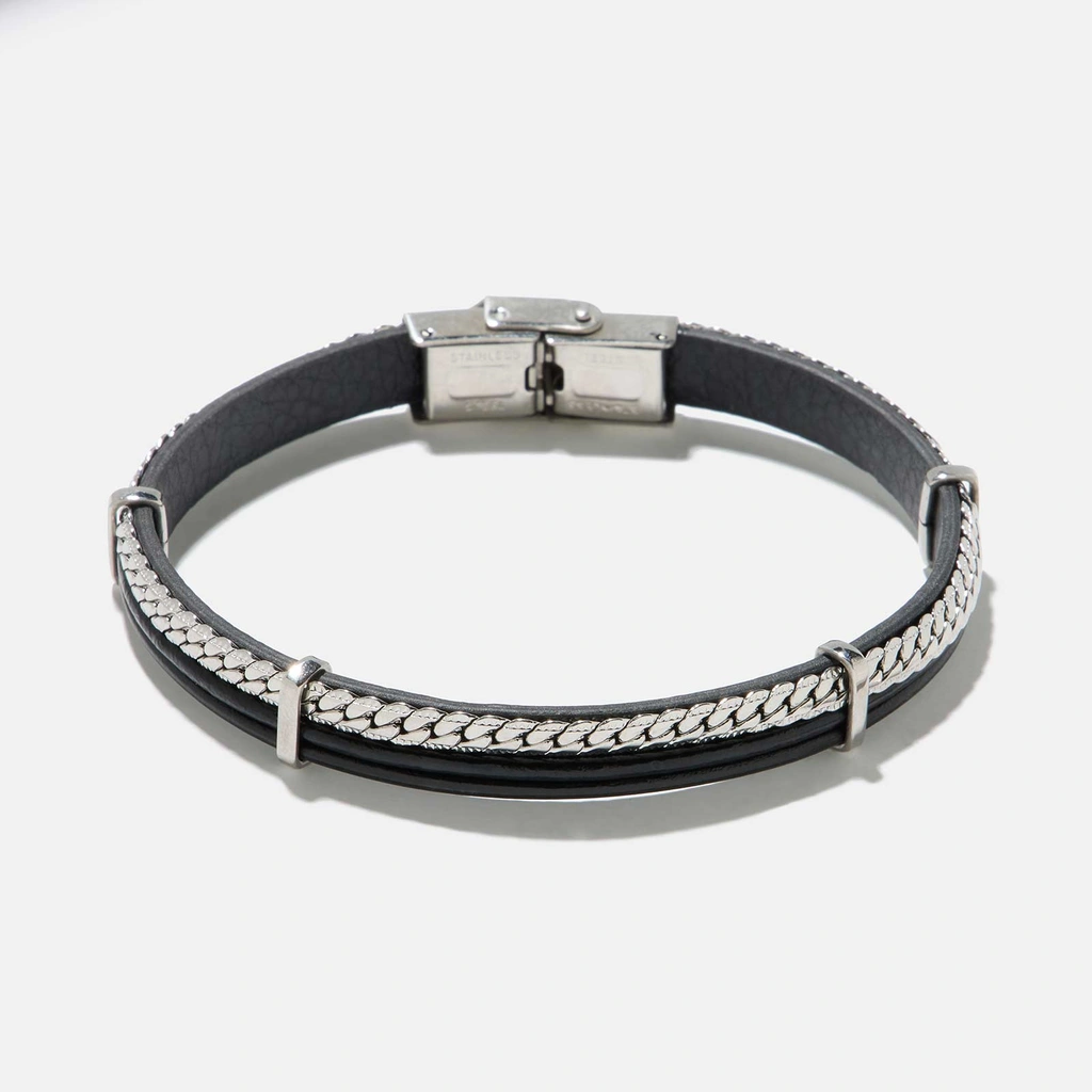 Armband herr - svart, stål, 19cm