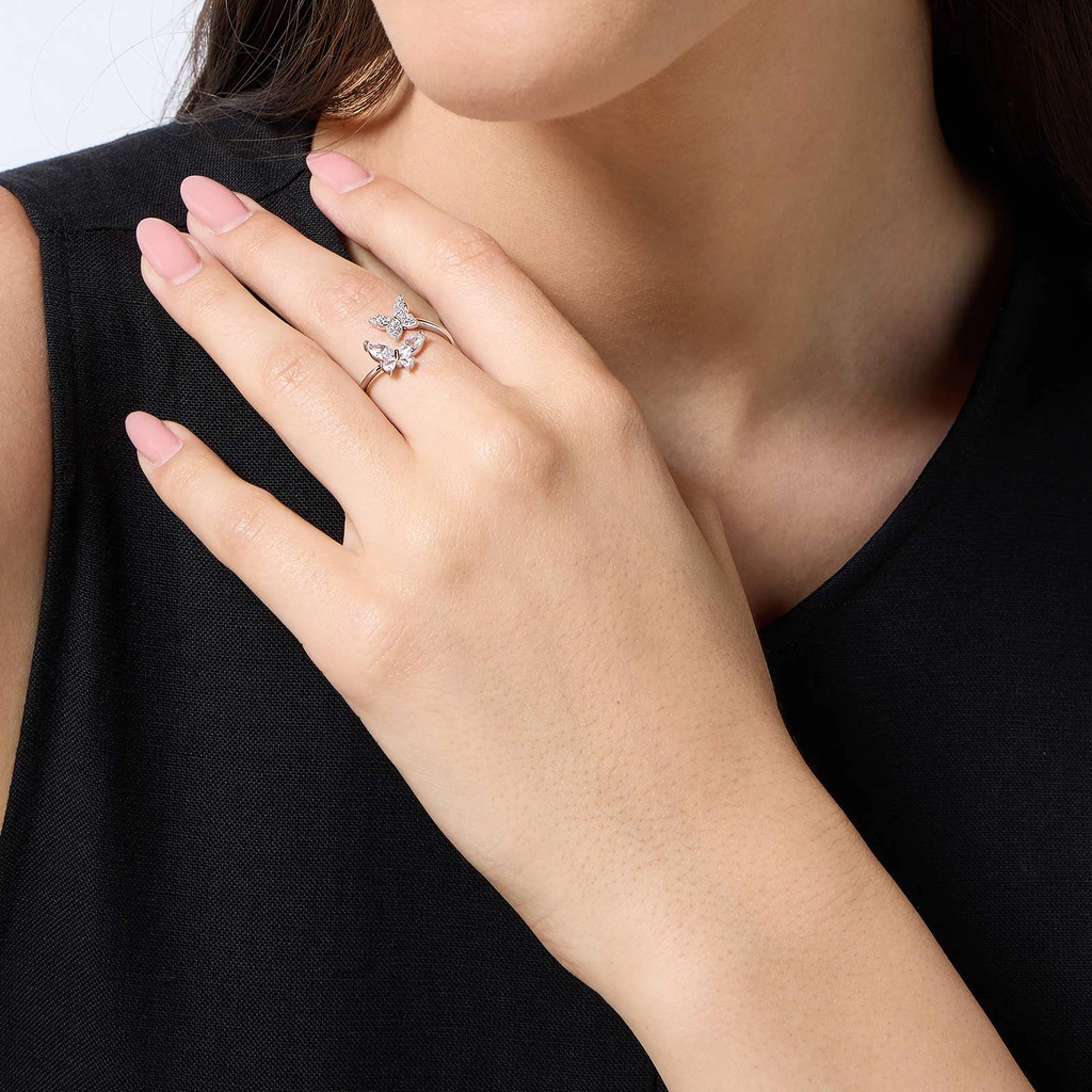 Ring i äkta silver - fjärilar, 52
