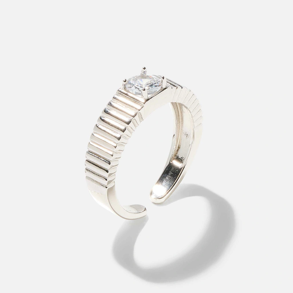 Ring i äkta silver - bred, räfflad, 50