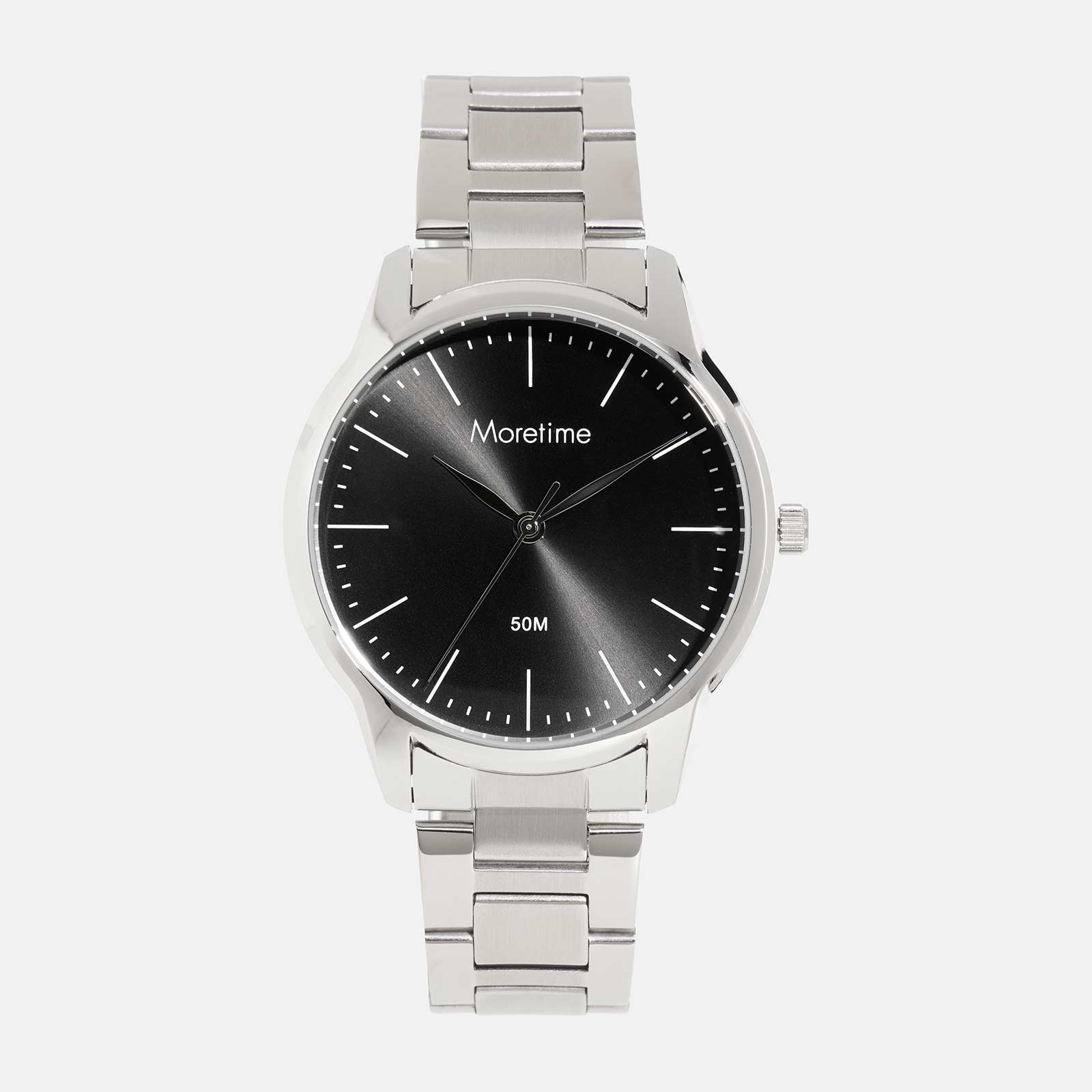 Moretime herrklocka - metallband, silver/svart, 42mm