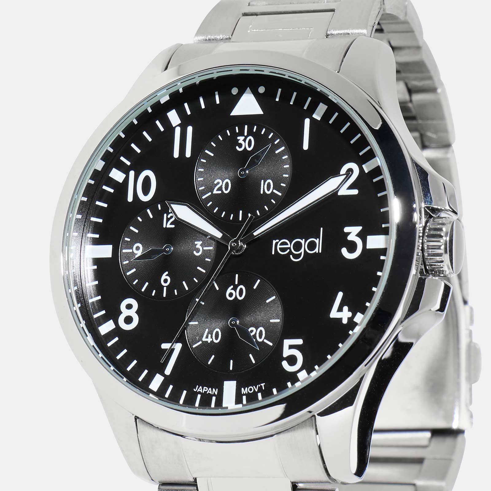 Regal herrklocka - metall, silver/svart, 46mm