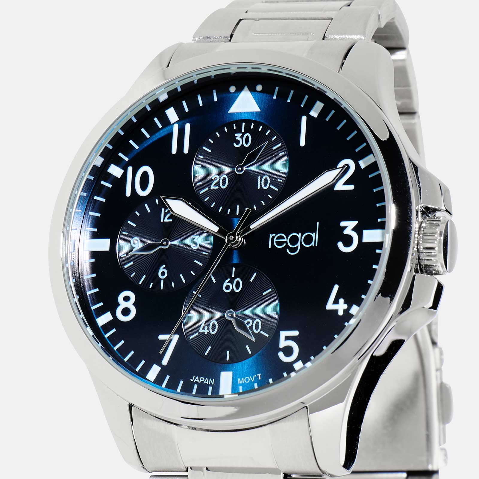 Regal herrklocka - metall, silver/blå, 46mm