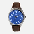 Regal herrklocka - brunt band, silver/blå, 45mm