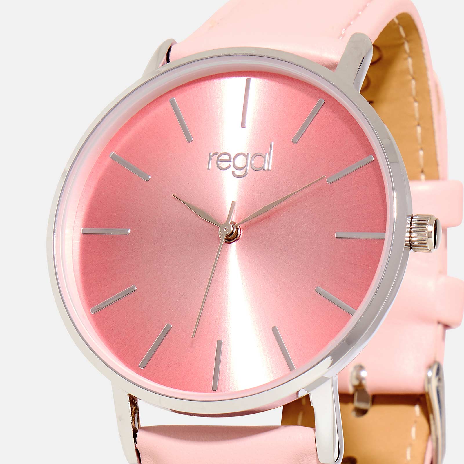 Regal klocka - rosa band, silver/rosa, 40mm