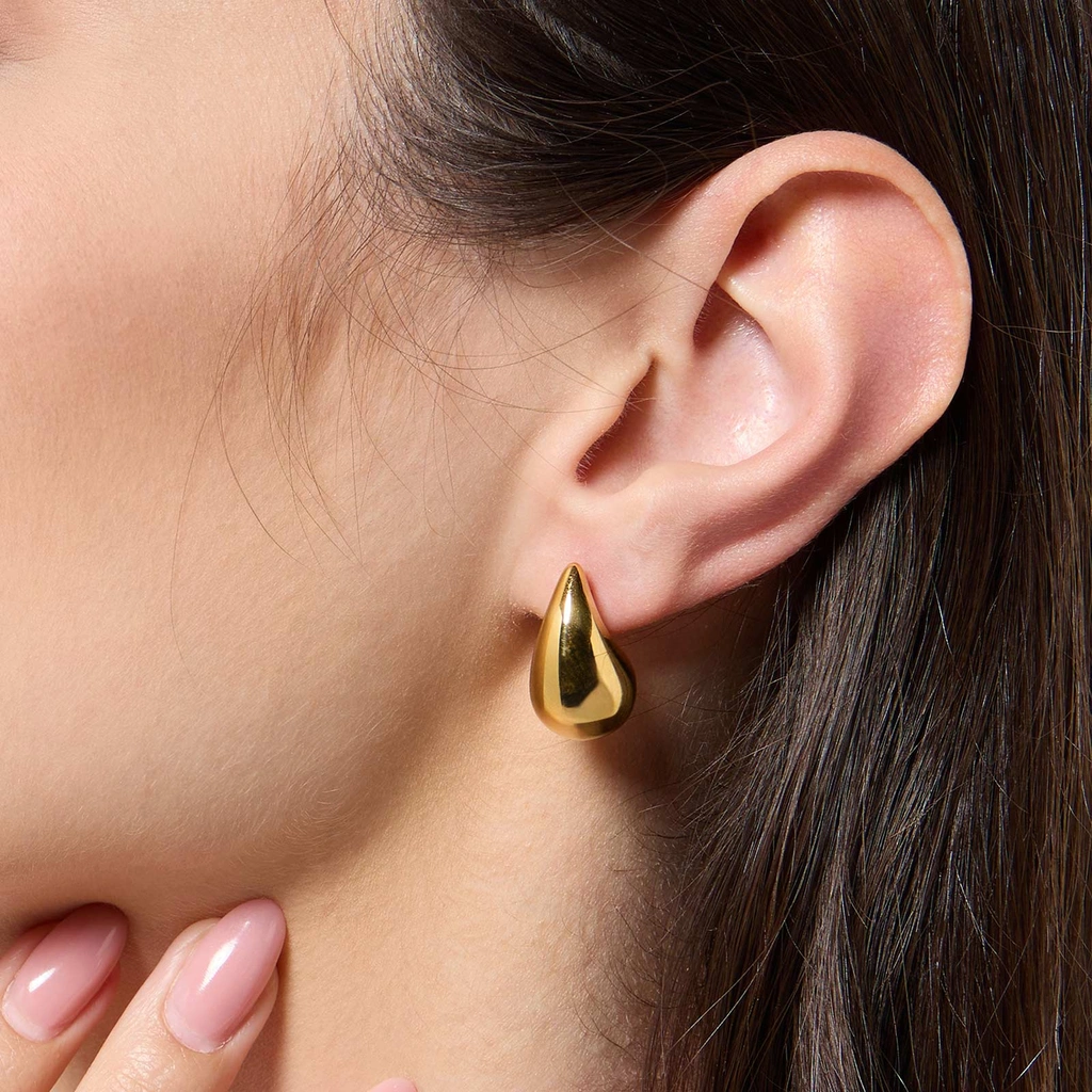 Guldpläterade stålörhängen - droppar