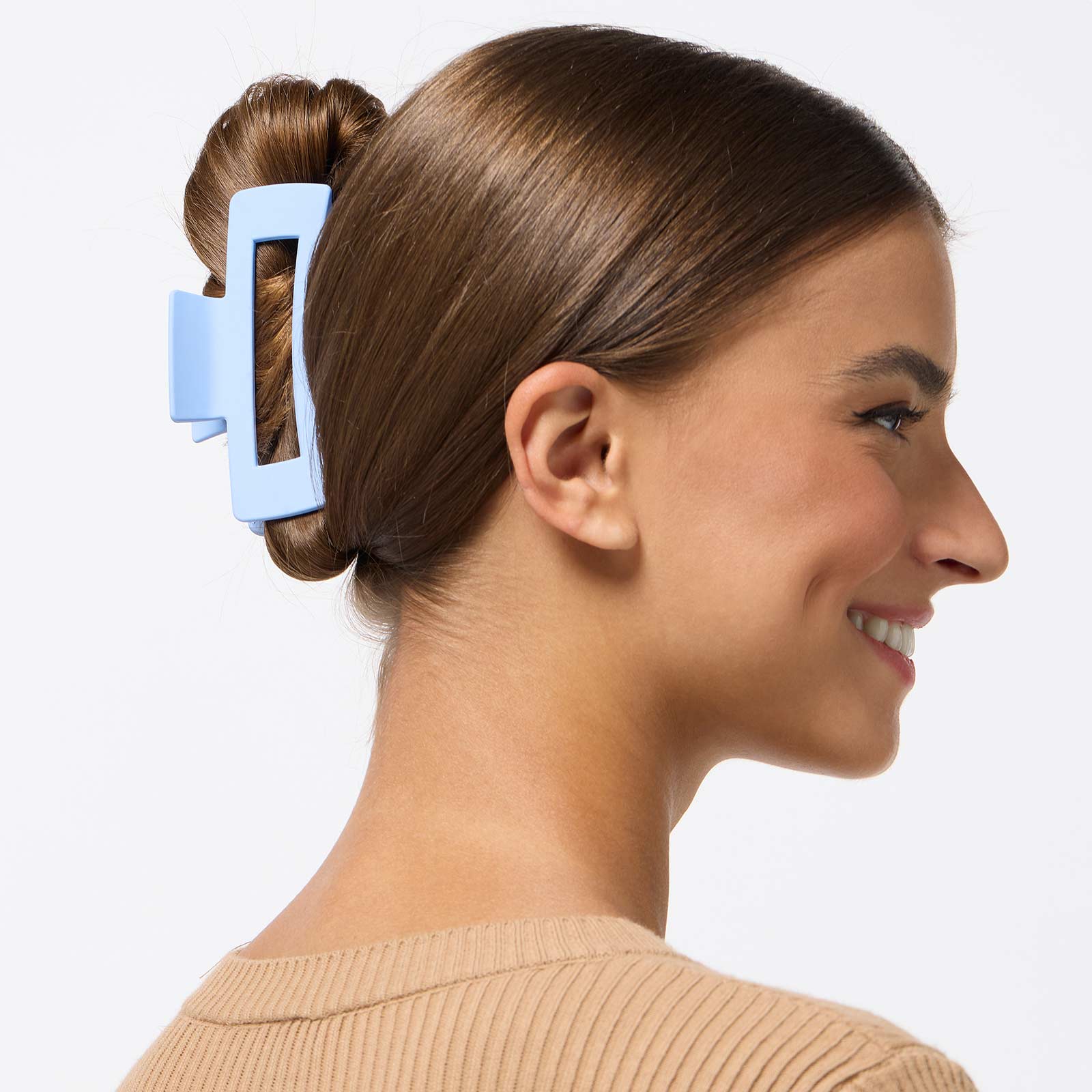 Ljusblå hårklämma 13 cm