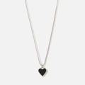 Silverfärgat halsband - Venezia, svart hjärta