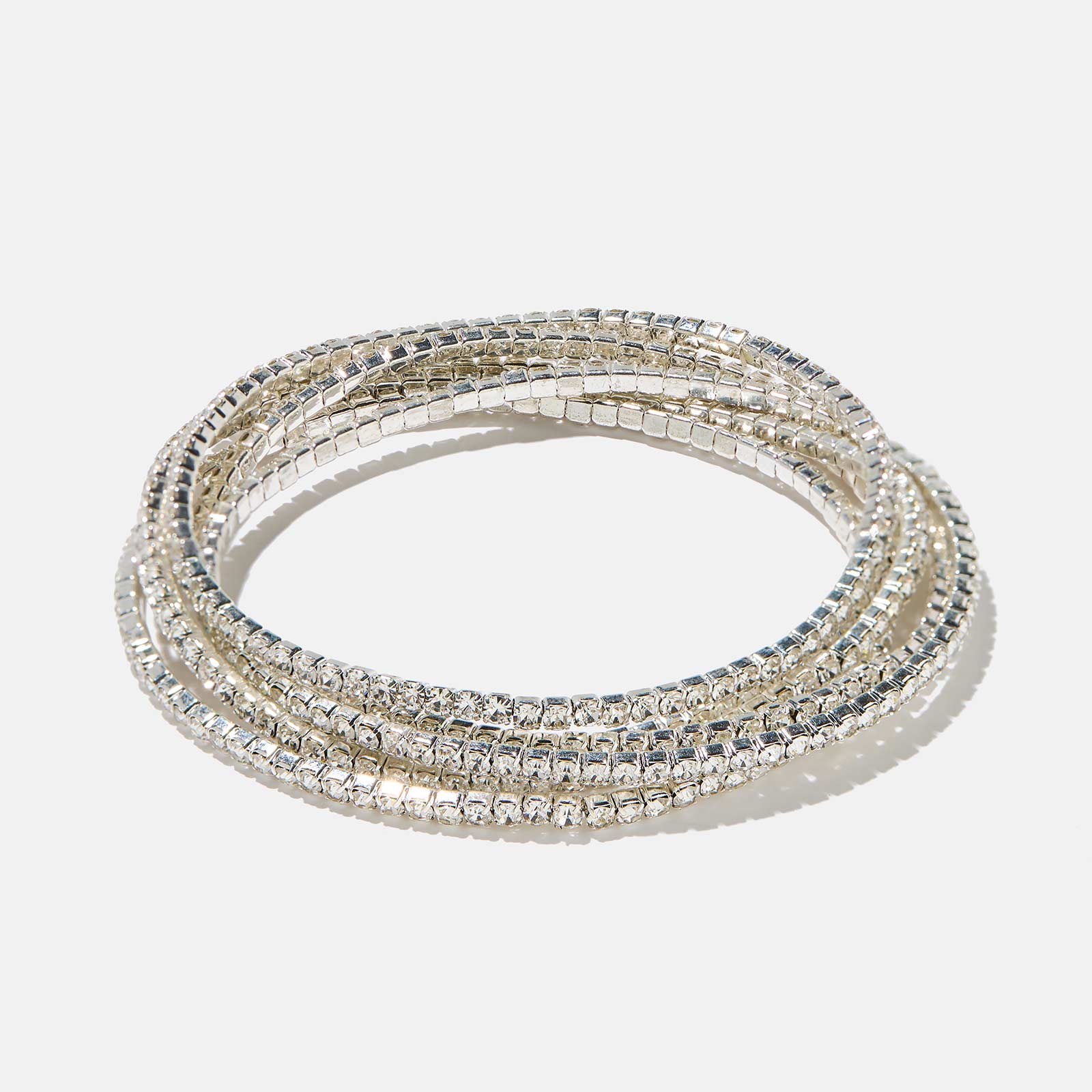 Silverfärgat armband - strass, 6 rader