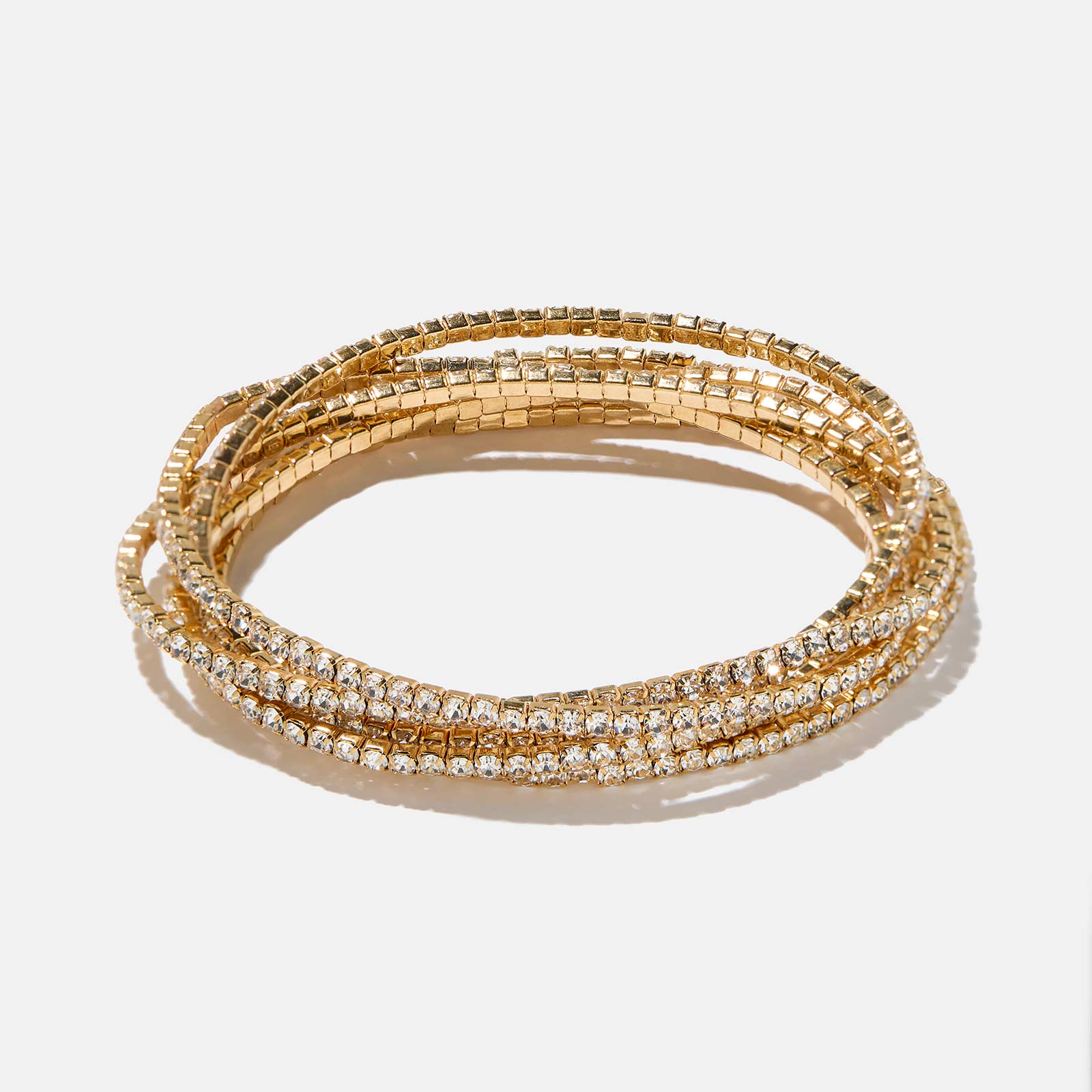 Guldfärgat armband - strass, 6 rader