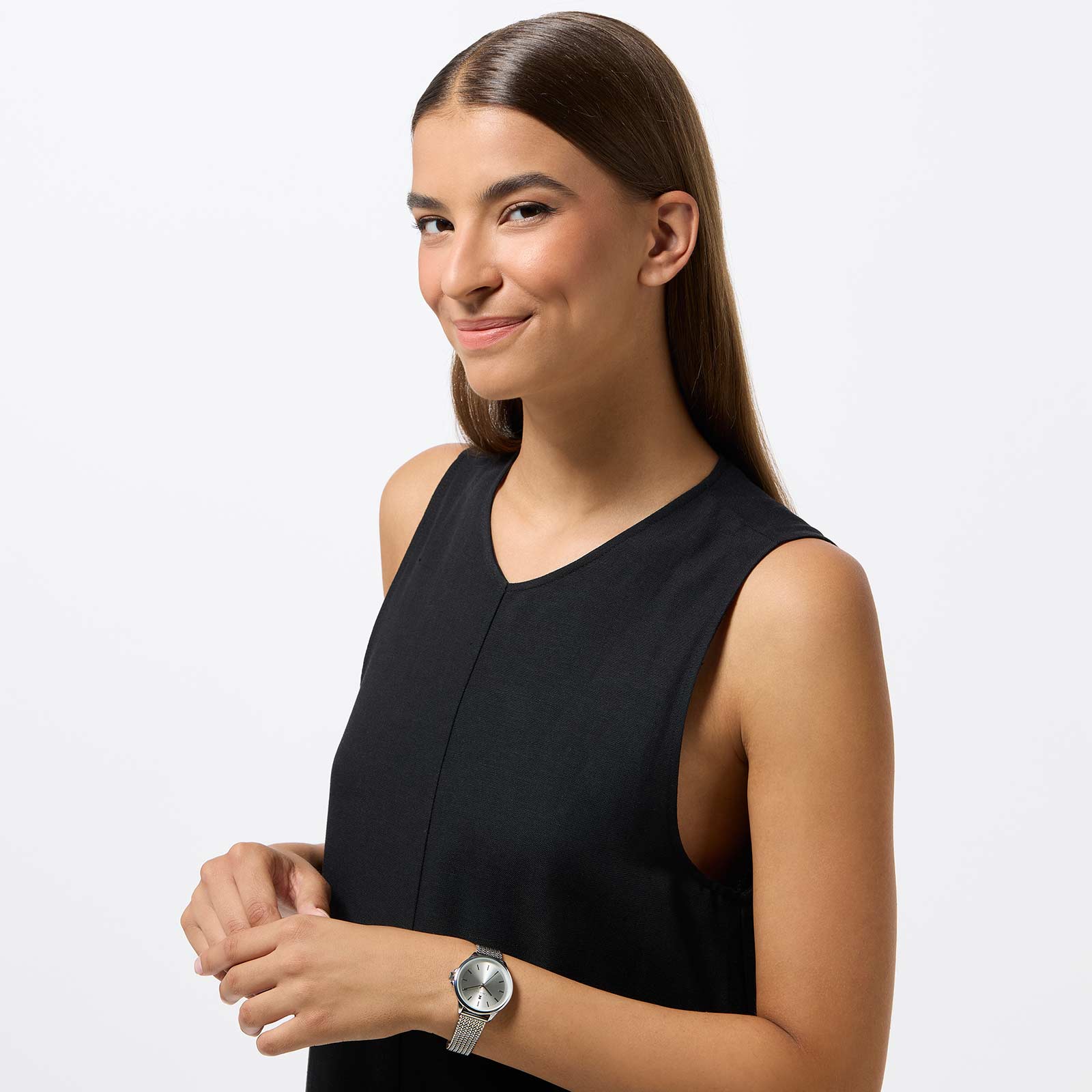 Black Oak Nash damklocka - mesh, silver, 35mm