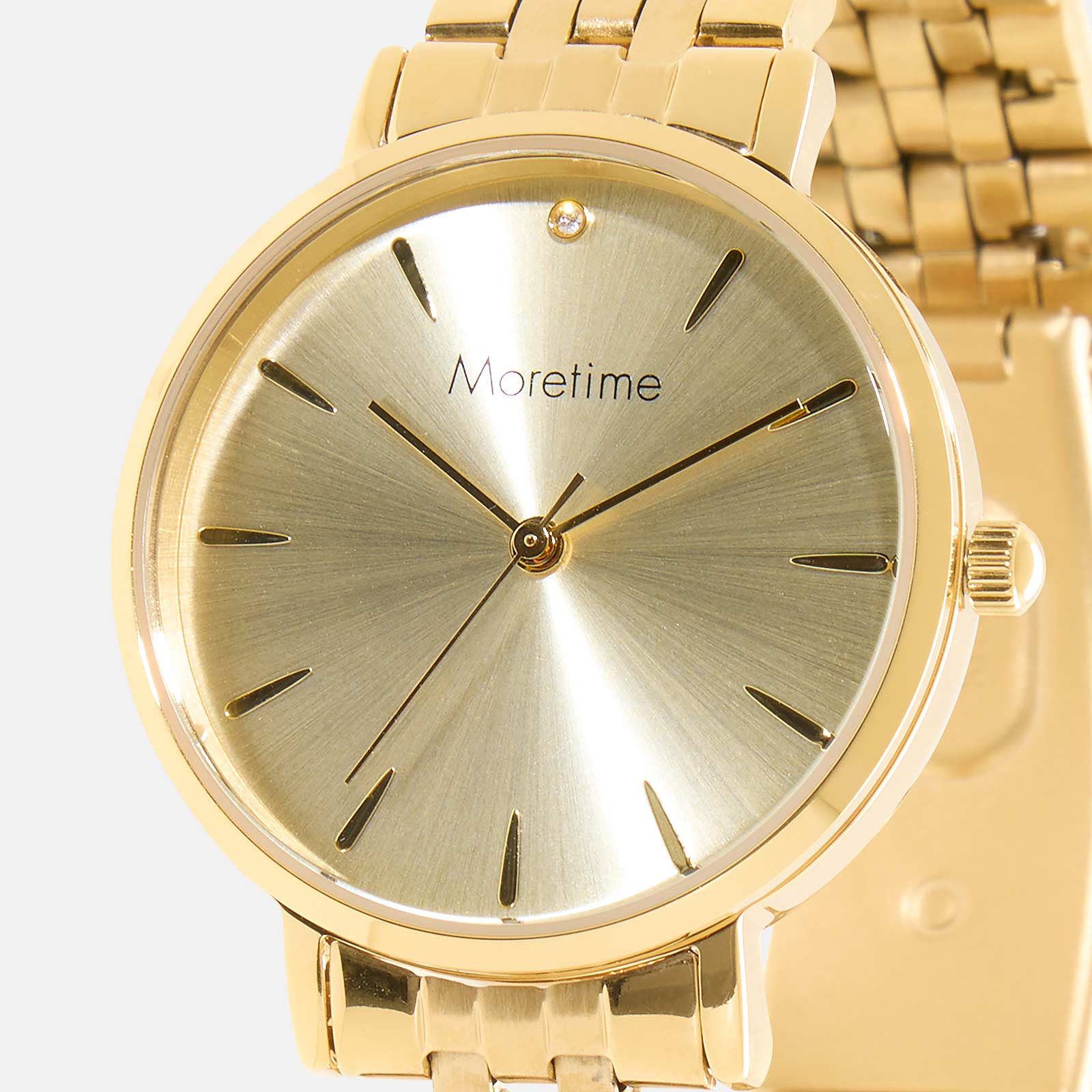 Moretime damklocka - metallband, guldton, 32mm