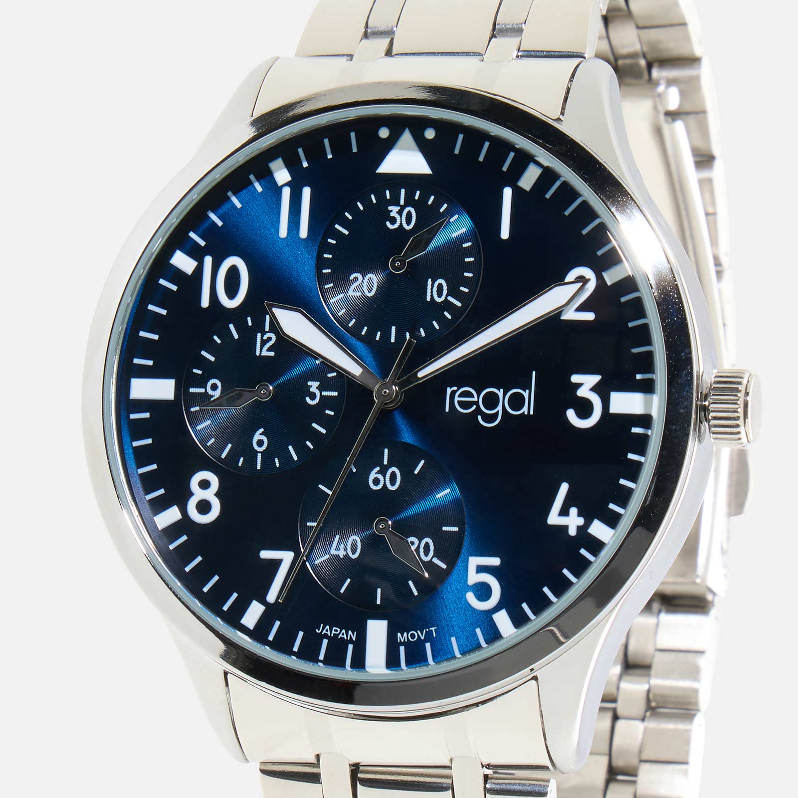 Regal klockset herr - metall, silver/blå, 44mm