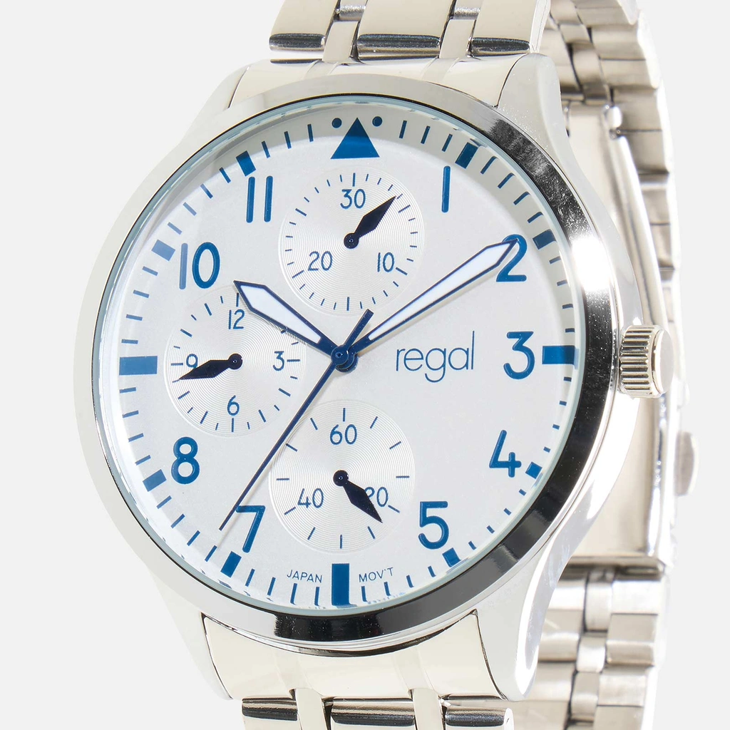 Regal klockset herr - metall, silver/vit, 44mm