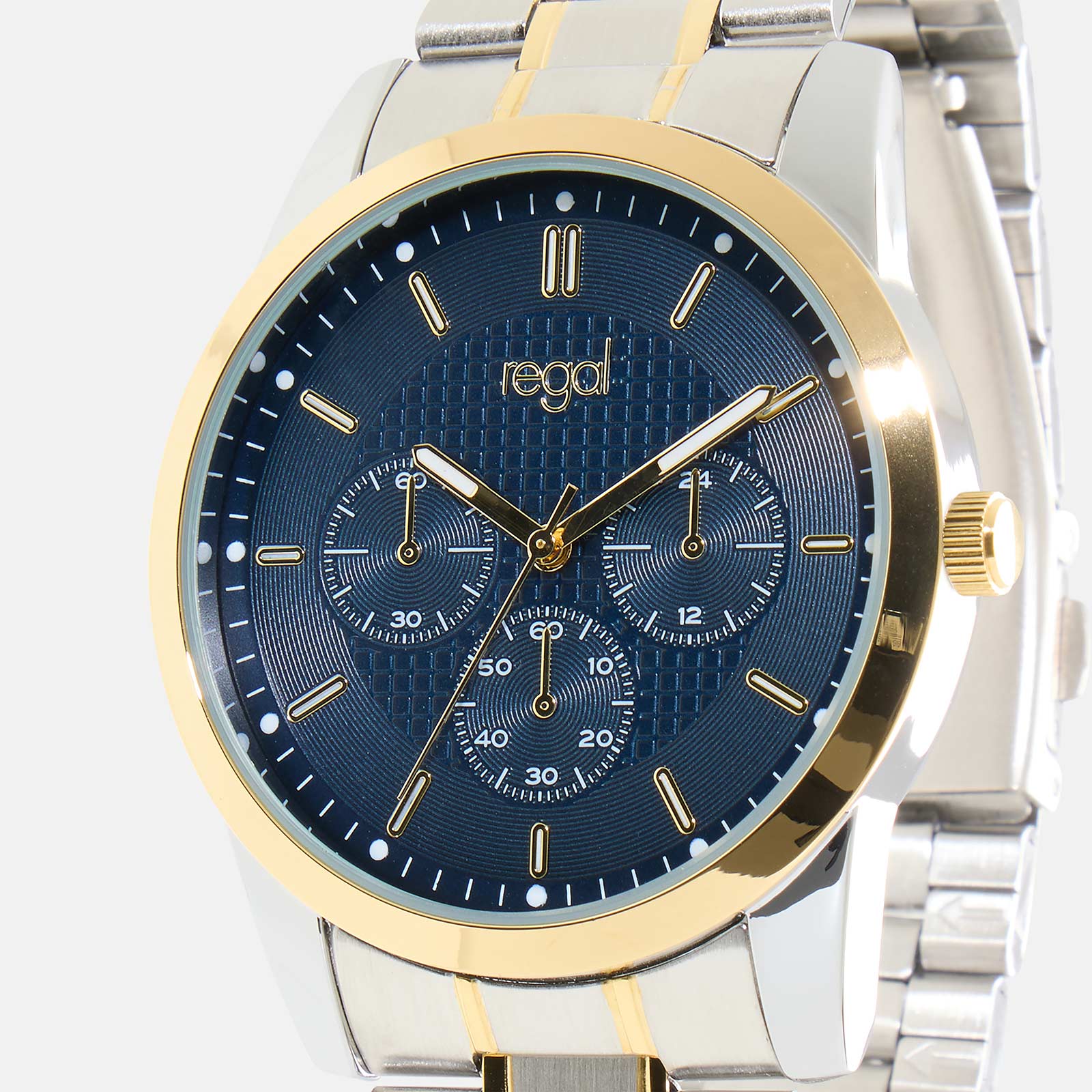 Regal klockset herr - metall, bicolor/blå, 42mm