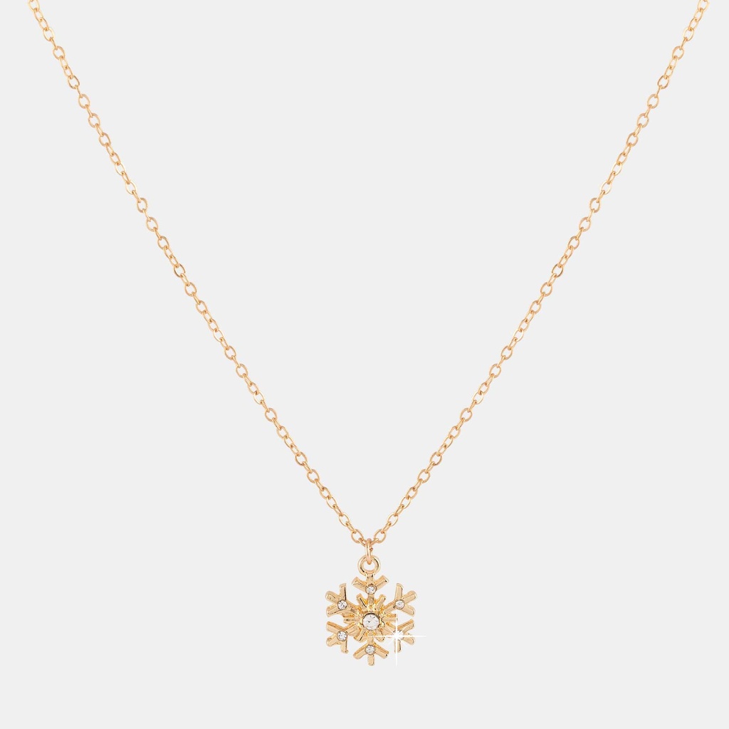 Guldfärgat halsband med snöflinga - 42+8 cm