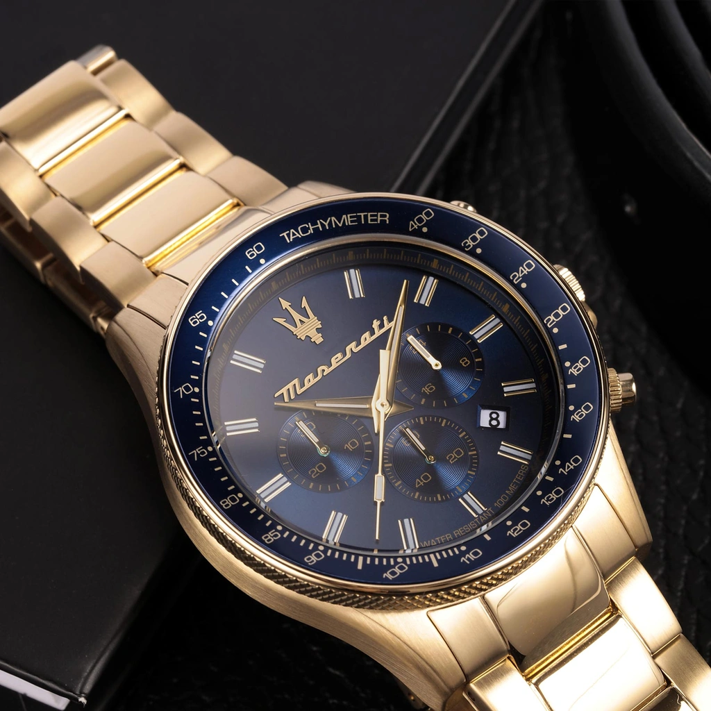Maserati Sfida metallband blå/guld  - R8873640008