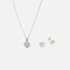 Set i äkta silver halsband & örhängen, hjärtan blommönster
