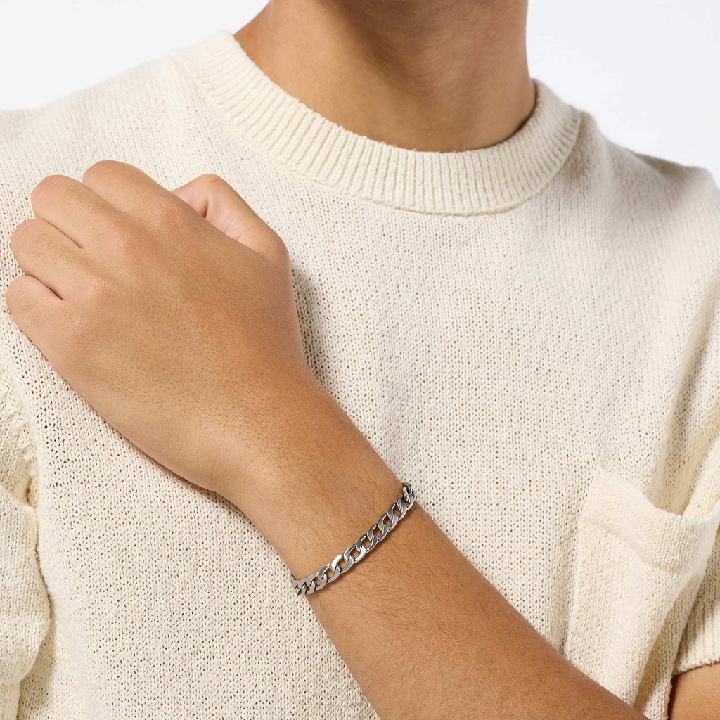 Stålarmband junior 7mm platt pansar 17cm