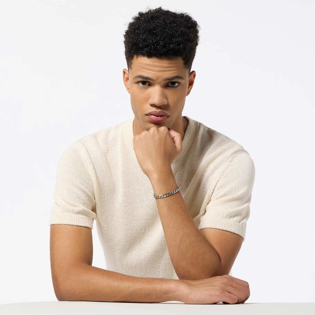 Stålarmband junior 7mm platt pansar 17cm