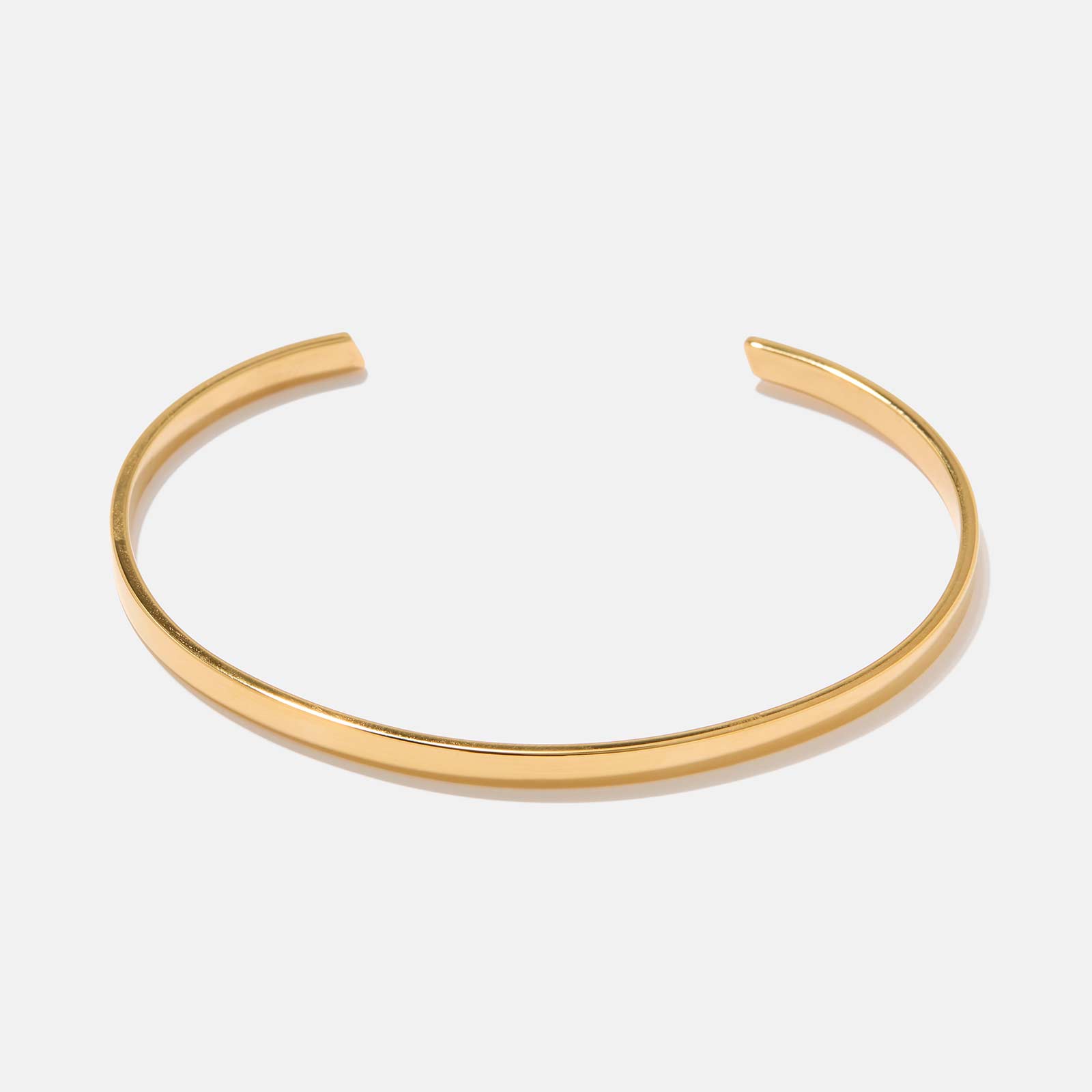 Guldpläterat stålarmband herr - blank Bangle 3,5 mm bred