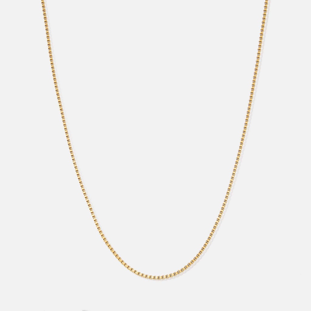 Guldpläterat stålhalsband herr - Box Chain 55cm
