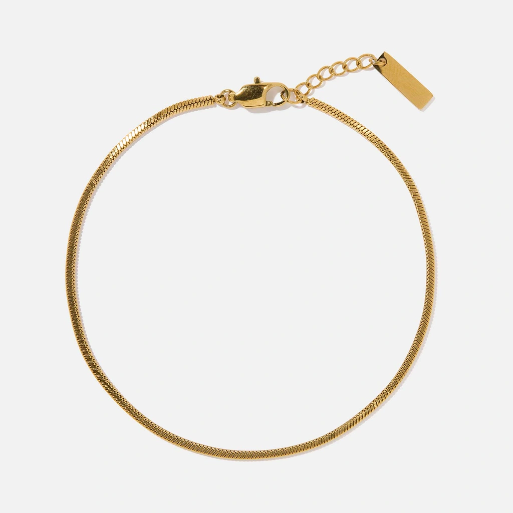 Guldpläterat stålarmband herr - ormkedja, 18cm