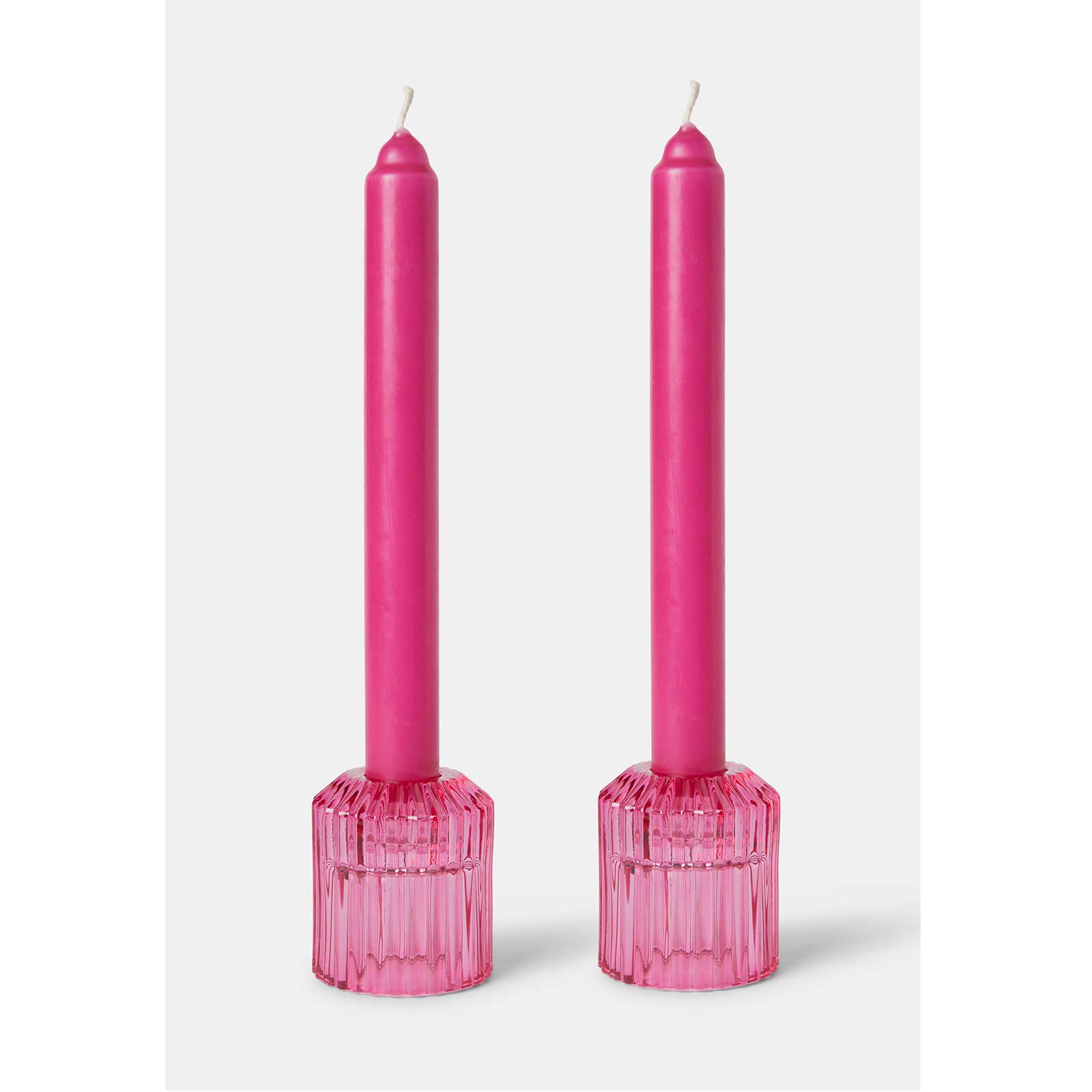 Presentset 2-pack rosa ljus och ljusstakar