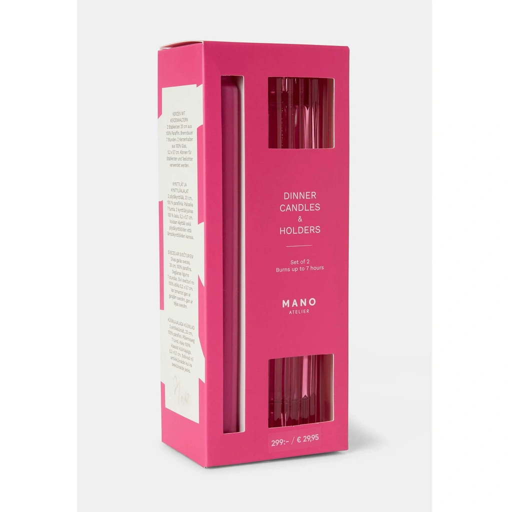 Presentset 2-pack rosa ljus och ljusstakar