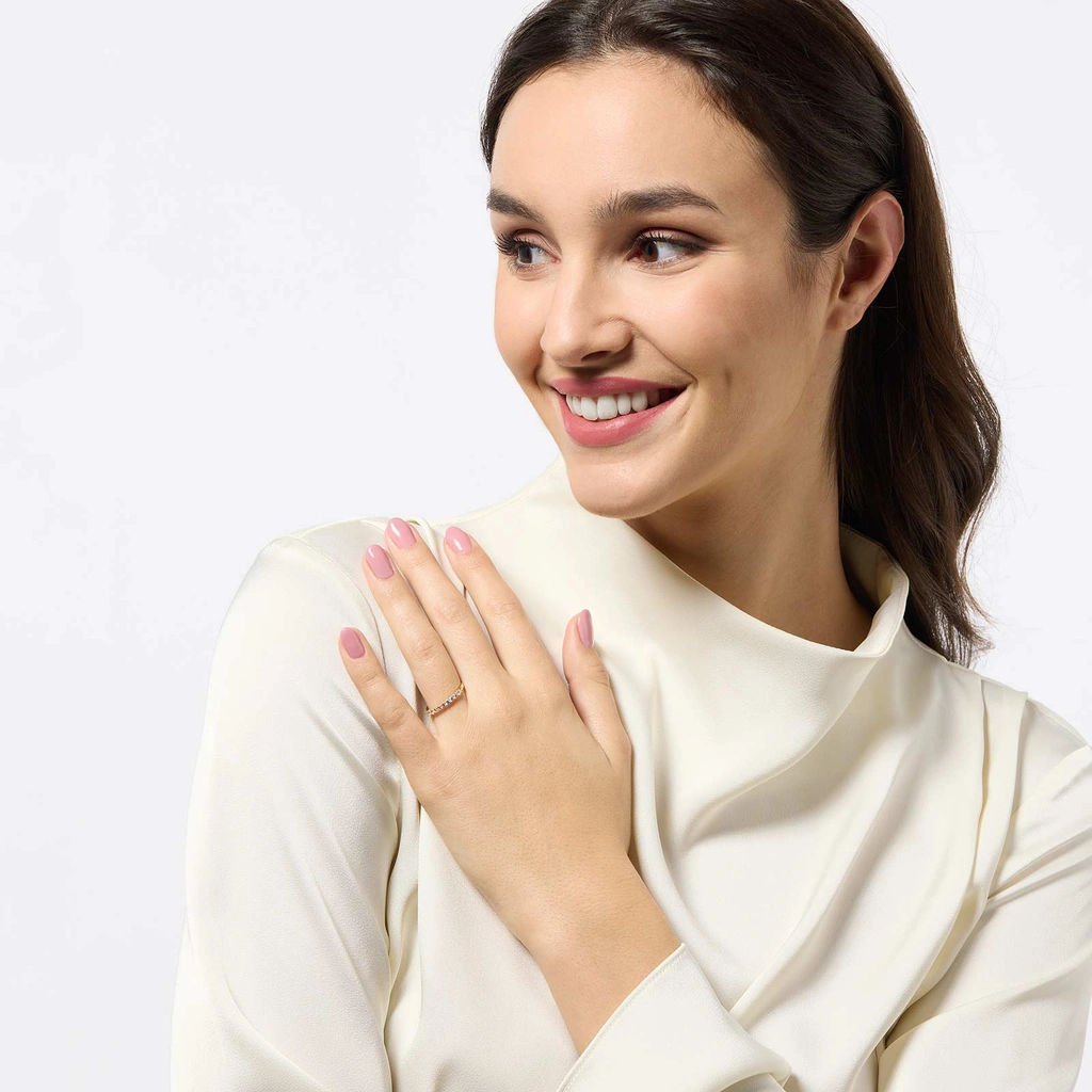 18k guldring halvallians - 9 Kubisk Zirkonia st. 17