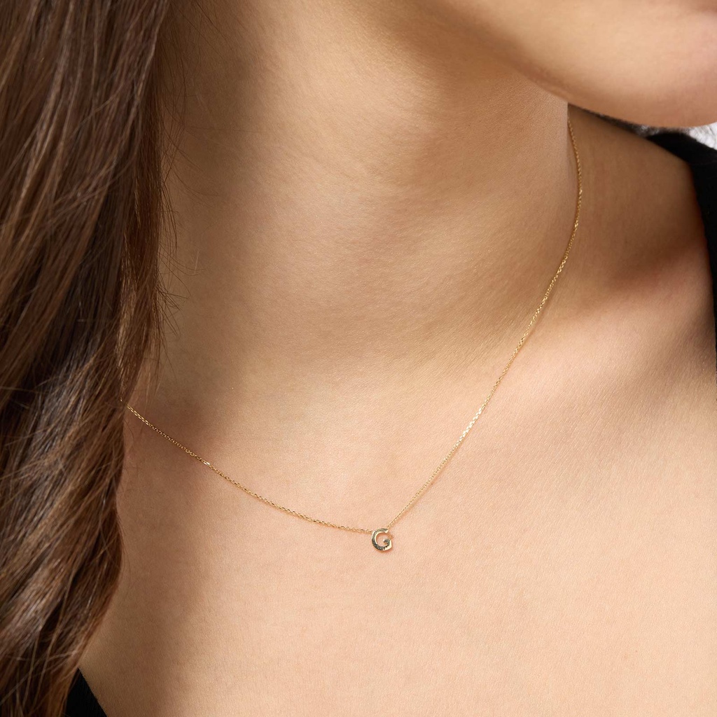 Halsband 9k guld - bokstav G, 43cm