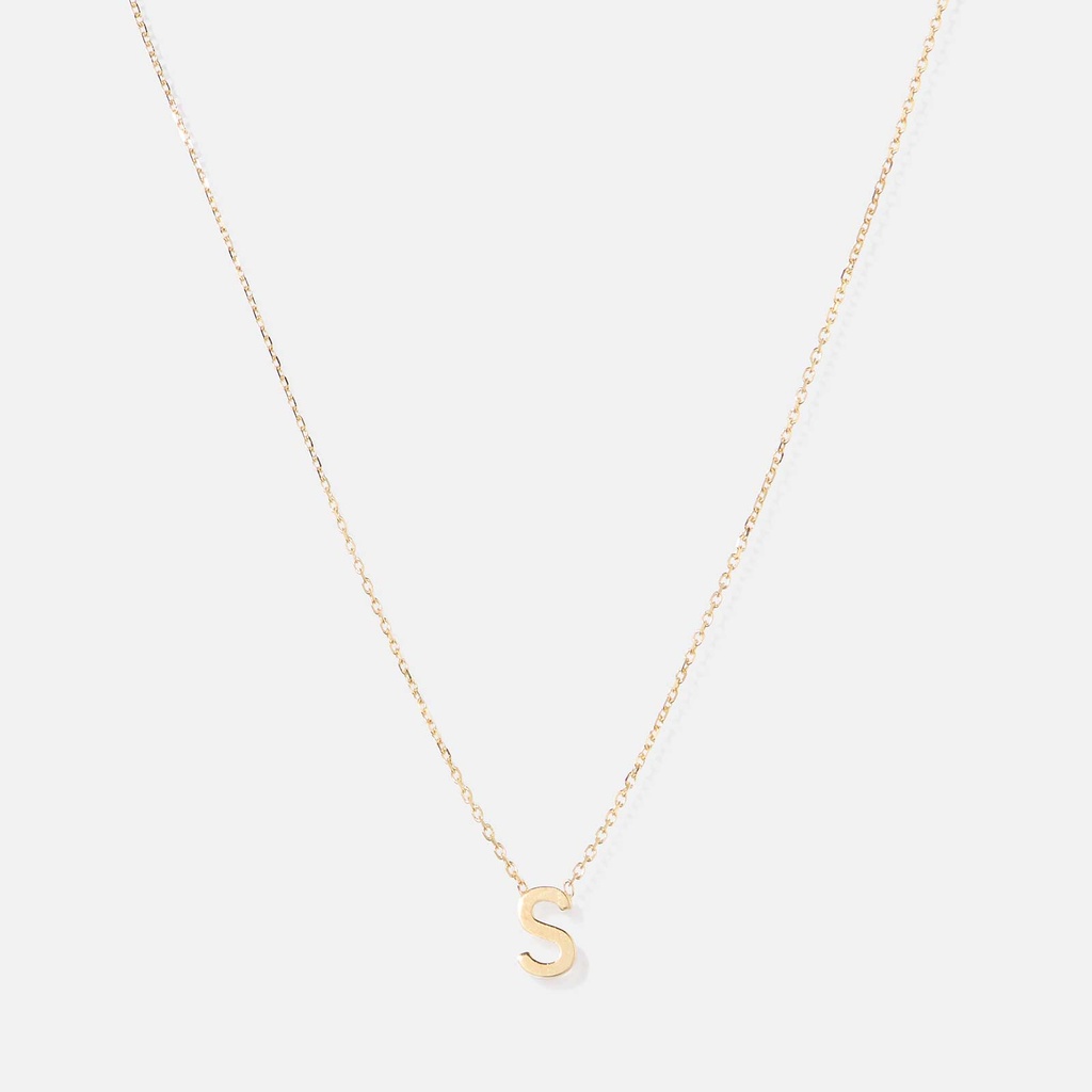 Halsband 9k guld - bokstav S, 43cm