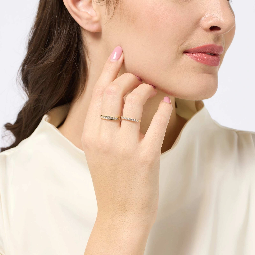 18k guldring halvallians - 9 Kubisk Zirkonia st. 17