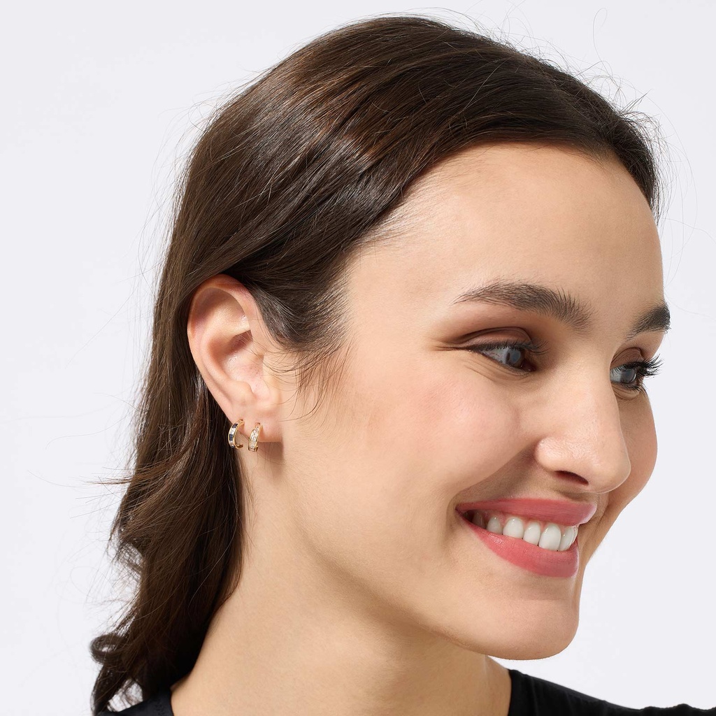 Örhängen 18k guld - Hoops vita stenar