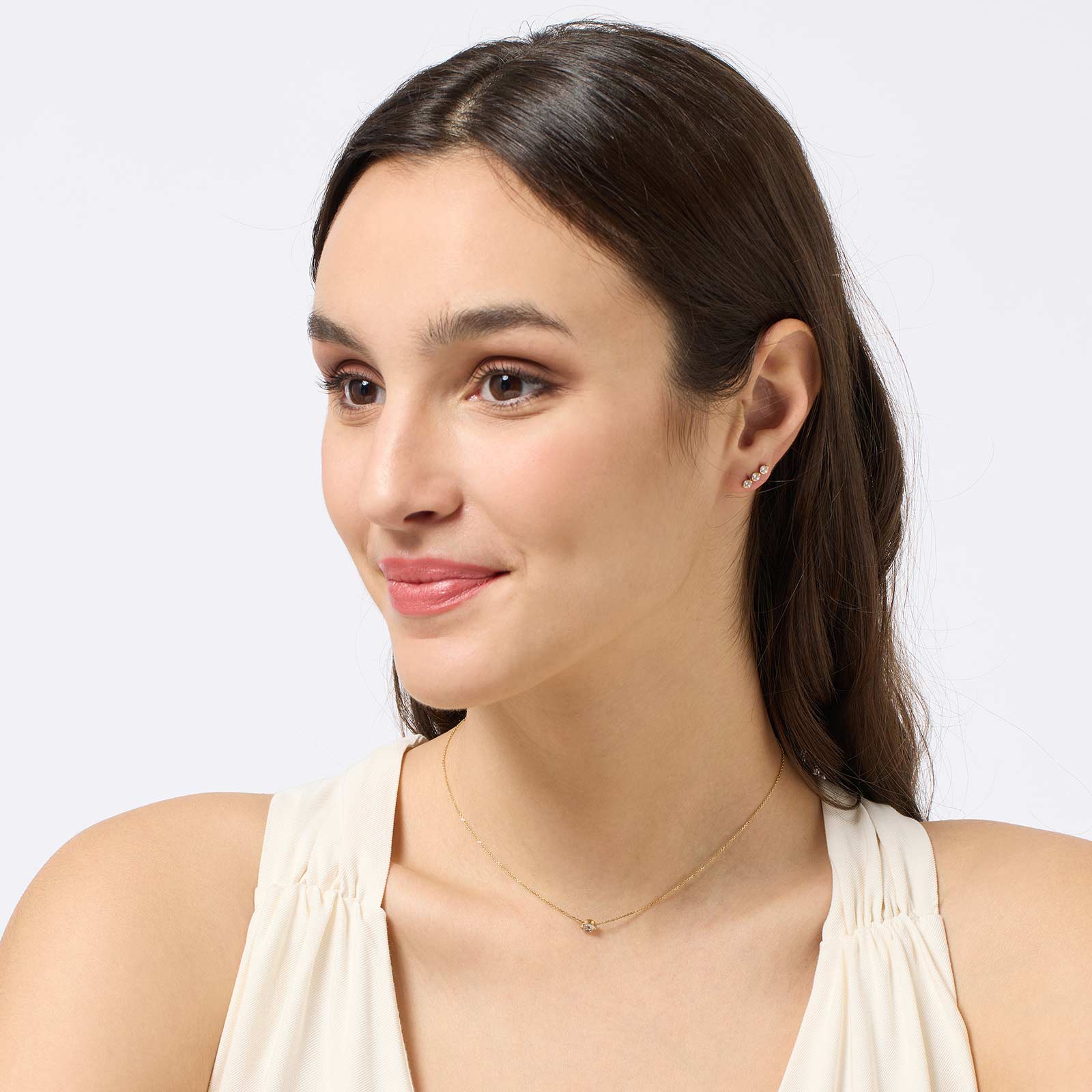 Halsband 18k guld med 5mm Kubisk Zirkonia