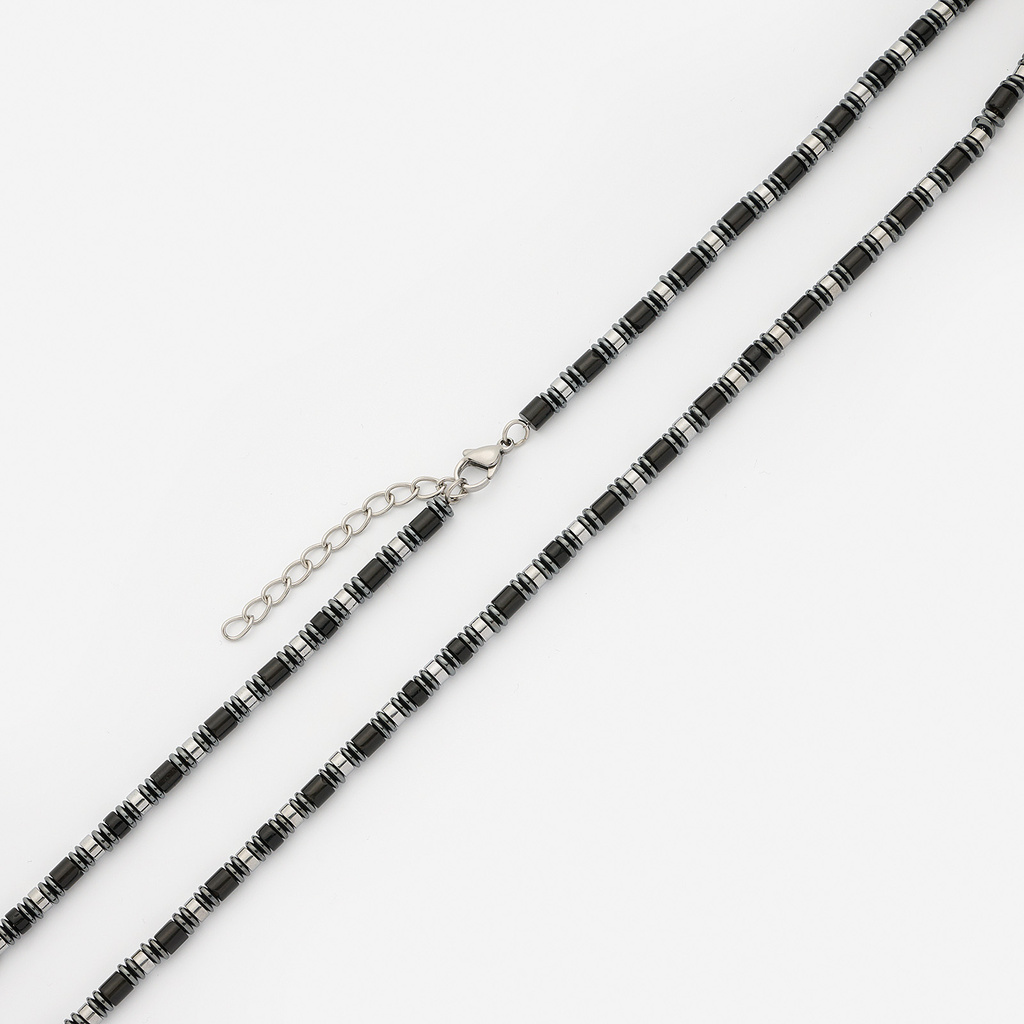 Halsband herr, stål & Agat, 55cm